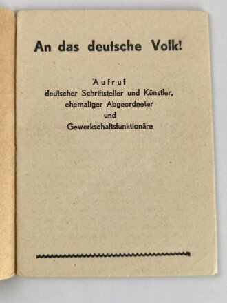 Alliertes Propagandabüchlein "An das deutsche Volk!" 16 Seiten