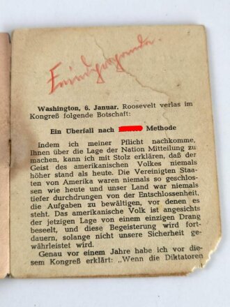 Alliiertes Propagandabüchlein "Roosevelts...