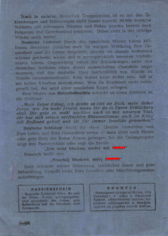 Russisches Flugblatt "Massenerkrankungen in der...