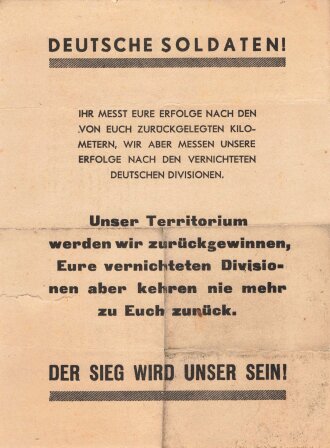 Russland 2.Weltkrieg , Flugblatt "Siegen wird unsere...