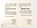 Aushang anlässlich der Übernahme der vollziehenden Gewalt der Tschechoslowakei 1939", über DIN A3,  geknickt, deutsch/tschechisch