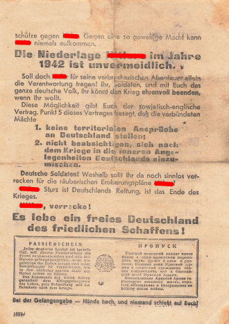 Russland 2.Weltkrieg , Flugblatt "Die zweite Front...