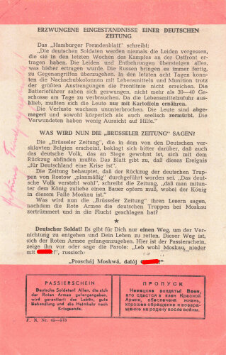 Russland 2.Weltkrieg , Flugblatt "Nachrichten von...