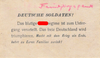 "Feindpropaganda " Flugblatt "Deutsche Soldaten!", ca. DIN A6