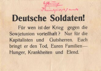Russland 2.Weltkrieg , Flugblatt "Deutsche Soldaten!" Sowjetunion, DIN A5
