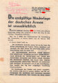 Russland 2.Weltkrieg ,,Flugblatt "Die endgültige Niederlage der deutsche Armee ist unausbleiblich / Passierschein", DIN A5, russisch