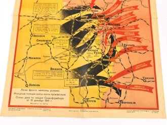 Russland 2.Weltkrieg, Plakat "Das Scheitern des deutschen Umweltplans und die Eroberung der Stadt Moskau", über DIN A1, russisch, geknickt