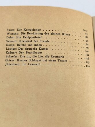 "Zwischen Front und Heimat - Ernste und heitere Erzählungen", datiert 1942, 112 Seiten, DIN A5