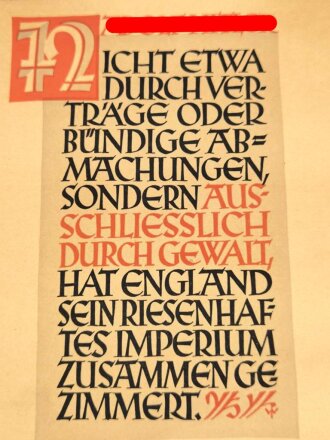 Wochenspruch der NSDAP, 30.3 bis 5.4 1941, eingerollt in...