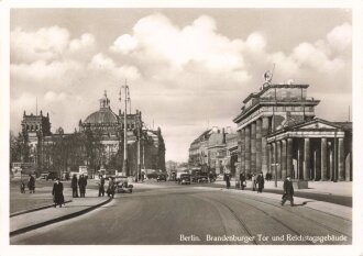 Ansichtskarte "Berlin. Brandenburger Tor und Reichstagsgebäude"