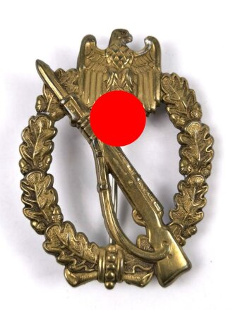 Infanteriesturmabzeichen in Bronze, Hohle Variante diese aber mit Zink/ Blei ausgegossen, Bronzierung zu fast 100 %  erhalten