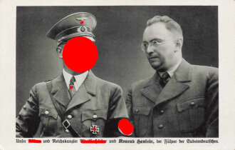 Ansichtskarte "Unser Führer und Reichskanzler Adolf Hitler uind Konrad Henlein, der Führer der Sudetendeutschen"