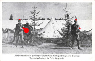 Ansichtskarte "Reichsarbeitsführer Hierl lagert während des Reichsparteitages inmitten seiner Arbeitsdienstmänner im Lager Langwasser"