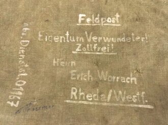 Kleidertasche 31 der Wehrmacht, als Feldpost Versandtasche verwendet