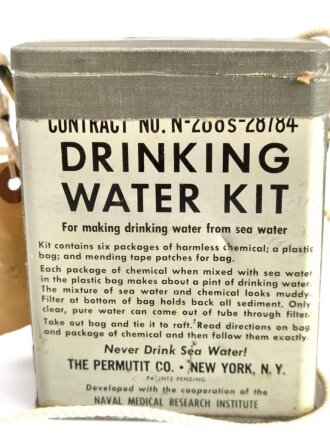 U.S. Navy 1945 dated " Drinking Water Kit" Good condition, empty.