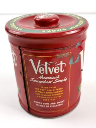 U.S.  1950/60´s " Velvet" Pipe & Cigarette Tobacco tin, empty, 16cm high