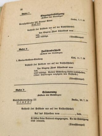 H.Dv. 30 M.Dv. Nr. 15 L.Dv.30 "Schrift- und Geschäftverkehr der Wehrmacht", datiert 1939, 39 Seiten, DIN A5