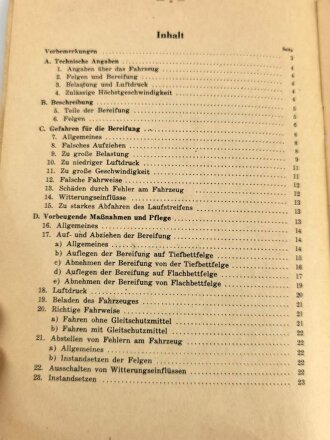 D 634/2 "Luftbereifung der Kraftfahrzeuge und Anhänger", datiert 1942, 24 Seiten, DIN A5