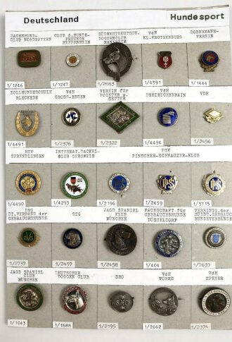 Deutschland nach 1945, Sammlung von 25 Stück Abzeichen zum Thema Hundesport