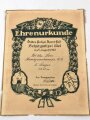"Ehrenurkunde Handgranatenwerfen" Drittes Polizei Sport Fest Schutzpolizei Kiel 4. u. 5. August 1922, über DIN A4