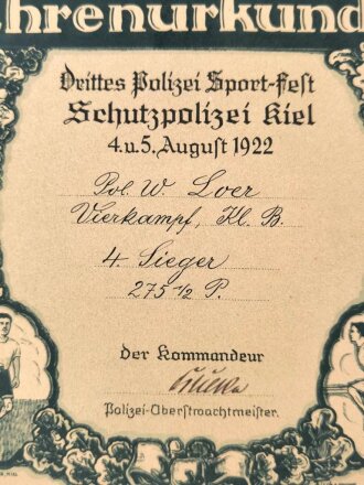 "Ehrenurkunde" Drittes Polizei Sport Fest...