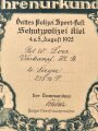 "Ehrenurkunde" Drittes Polizei Sport Fest Schutzpolizei Kiel 4. u. 5. August 1922, über DIN A4
