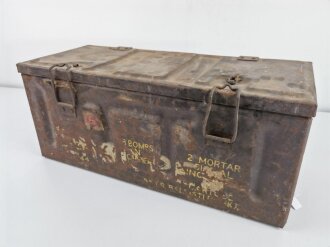 British 1943 dated metal ammo box, uncleaned, original paint