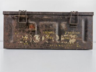 British 1943 dated metal ammo box, uncleaned, original paint