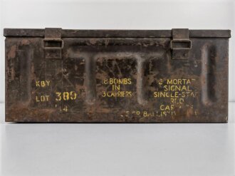 British 1943 dated metal ammo box, uncleaned, original paint