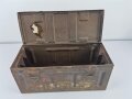 British 1943 dated metal ammo box, uncleaned, original paint