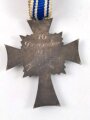 Ehrenkreuz der Deutschen Mutter ( Mutterkreuz ) in Silber mit langem Band, guter Zustand