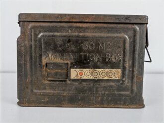 U.S. Cal. 30 Ammunition box, original paint, uncleaned, good condition. French paper label