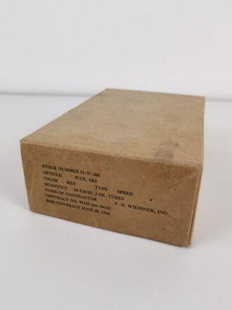 U.S. 1943 dated empty cardboard box for " Wax ski"