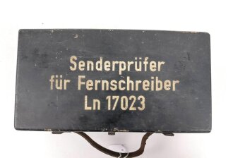 "Senderprüfer für Fernschreiber Ln 17023" Guter Zustand, Funktion nicht geprüft, im zugehörigen Transportkasten aus Holz, dieser original lackiert