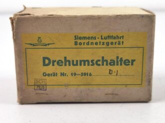 Luftwaffe Drehumschalter gerät Nr. 19-5816, Fl E 581604. Originalverpackt, Funktion nicht geprüft