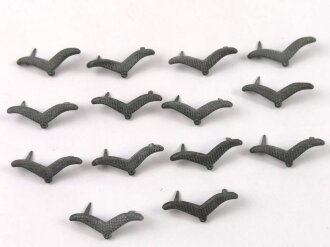 Konvolut 14 Schwingen für Kragenspiegel der Luftwaffe. Letzte Fertigung mitgeprägte Splinte