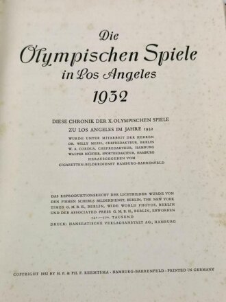 Sammelbilderalbum "Olympia 1932" - Herausgegeben von den Reemtsma Cigarettenfabriken Altona-Bahrenfeld, 142 Seiten, ohne Bilder