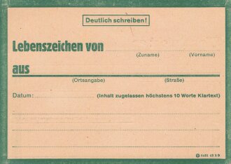Lebenszeichenkarte grün ( an Feldpostnummer) blanko