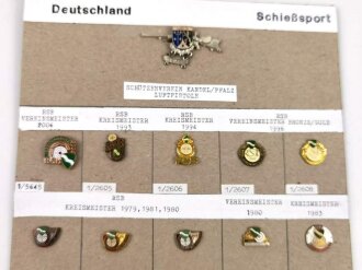 Deutschland nach 1945, Sammlung 21 Stück Abzeichen zum Thema "Schützenverband" jeweils komplett mit Nadel bzw. Nadelsystem