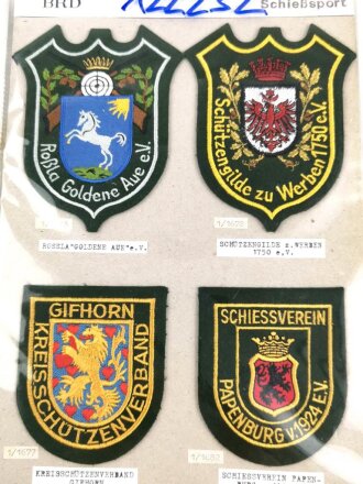 Deutschland nach 1945, Sammlung 14 Stück Ärmelabzeichen zum Thema "Schießsport"