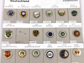 Deutschland nach 1945, Sammlung 29 Stück Abzeichen zum Thema "Kleintierzucht" jeweils komplett mit Nadel bzw. Nadelsystem