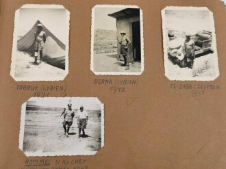 Afrikakorps, Fotoalbum eines Angehörigen der "Panzer Gruppe Afrika " 36 Fotos mit ebendiesem Bezug,unter anderem Rommel,  dazu eine POW Postkarte.