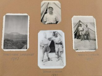 Afrikakorps, Fotoalbum eines Angehörigen der "Panzer Gruppe Afrika " 36 Fotos mit ebendiesem Bezug,unter anderem Rommel,  dazu eine POW Postkarte.