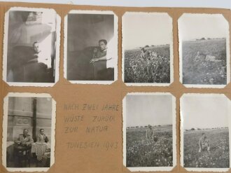 Afrikakorps, Fotoalbum eines Angehörigen der "Panzer Gruppe Afrika " 36 Fotos mit ebendiesem Bezug,unter anderem Rommel,  dazu eine POW Postkarte.