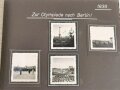 Olympische Spiele 1936 Berlin. Fotoalbum mit insgesamt 63 Fotos und Ansichtskarten, davon einige Kauffotos.