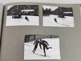 Olympische Winterspiele 1936 Garmisch. Fotoalbum mit insgesamt 103 Fotos. Es handelt sich hierbei meiner Meinung nach um neuzeitliche Abzüge bzw. vergrösserungen von originalen Dias und Fotos.