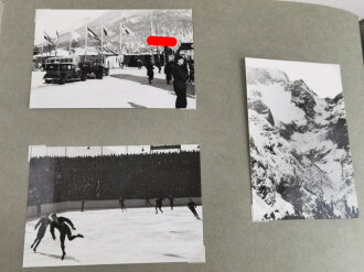 Olympische Winterspiele 1936 Garmisch. Fotoalbum mit insgesamt 103 Fotos. Es handelt sich hierbei meiner Meinung nach um neuzeitliche Abzüge bzw. vergrösserungen von originalen Dias und Fotos.