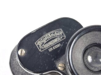 Dienstglas 6 x 24 von Voigtländer Braunschweig. Vermutlich Reichswehr. Rechte verstellung unbeweglich, links leicht neblige Durchsicht.