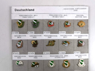 Deutschland nach 1945, Sammlung 25 Stück Abzeichen zum Thema "Rheinischer Schützenbund" jeweils komplett mit Nadel bzw. Nadelsystem