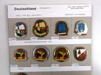 Deutschland und Österreich nach 1945, Sammlung 9 Stück Abzeichen zum Thema "Dem treuen Gast" jeweils komplett mit Nadel bzw. Nadelsystem